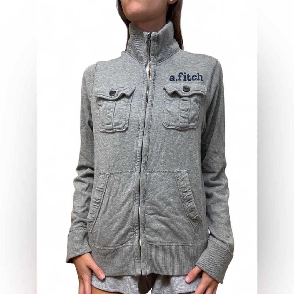 Women's Gray Abercrombie and Fitch Zip-Up Jacket